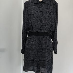 Rag & Bone Black Gray Silk Long Sleeve Dress